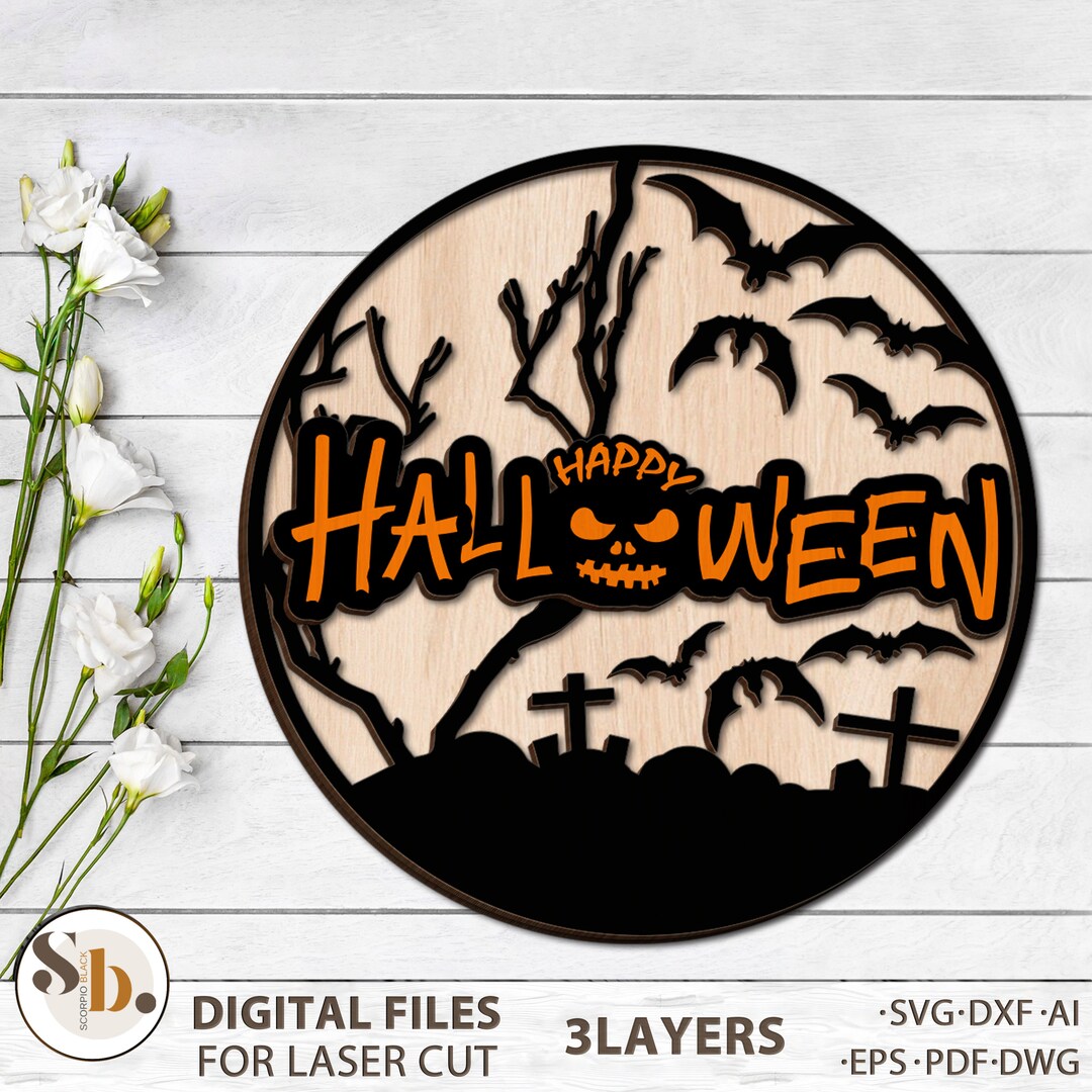 Happy Halloween SVG Witch Halloween Sign SVG Graveyard SVG Etsy