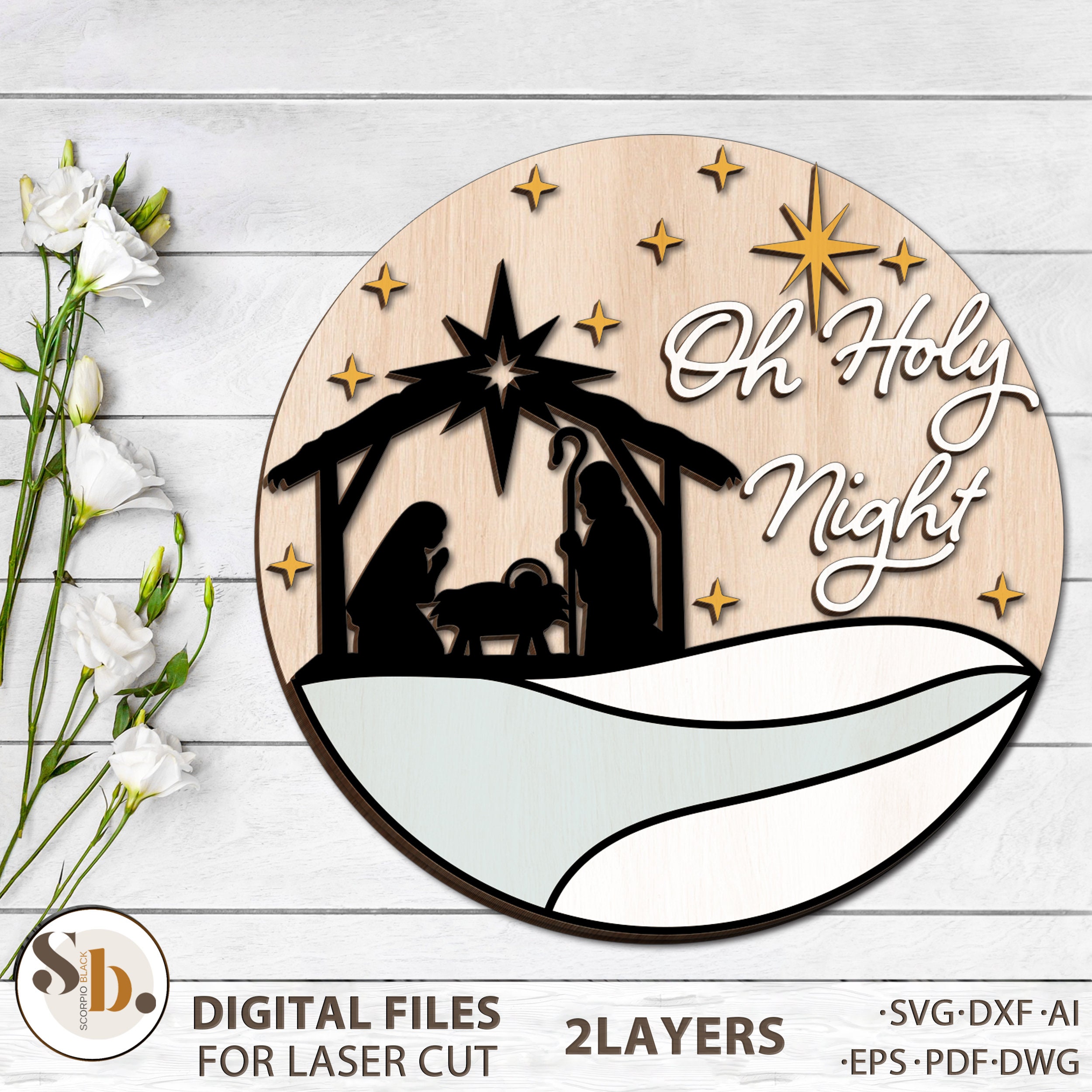 O Holy Night Door Sign – Honest Hare