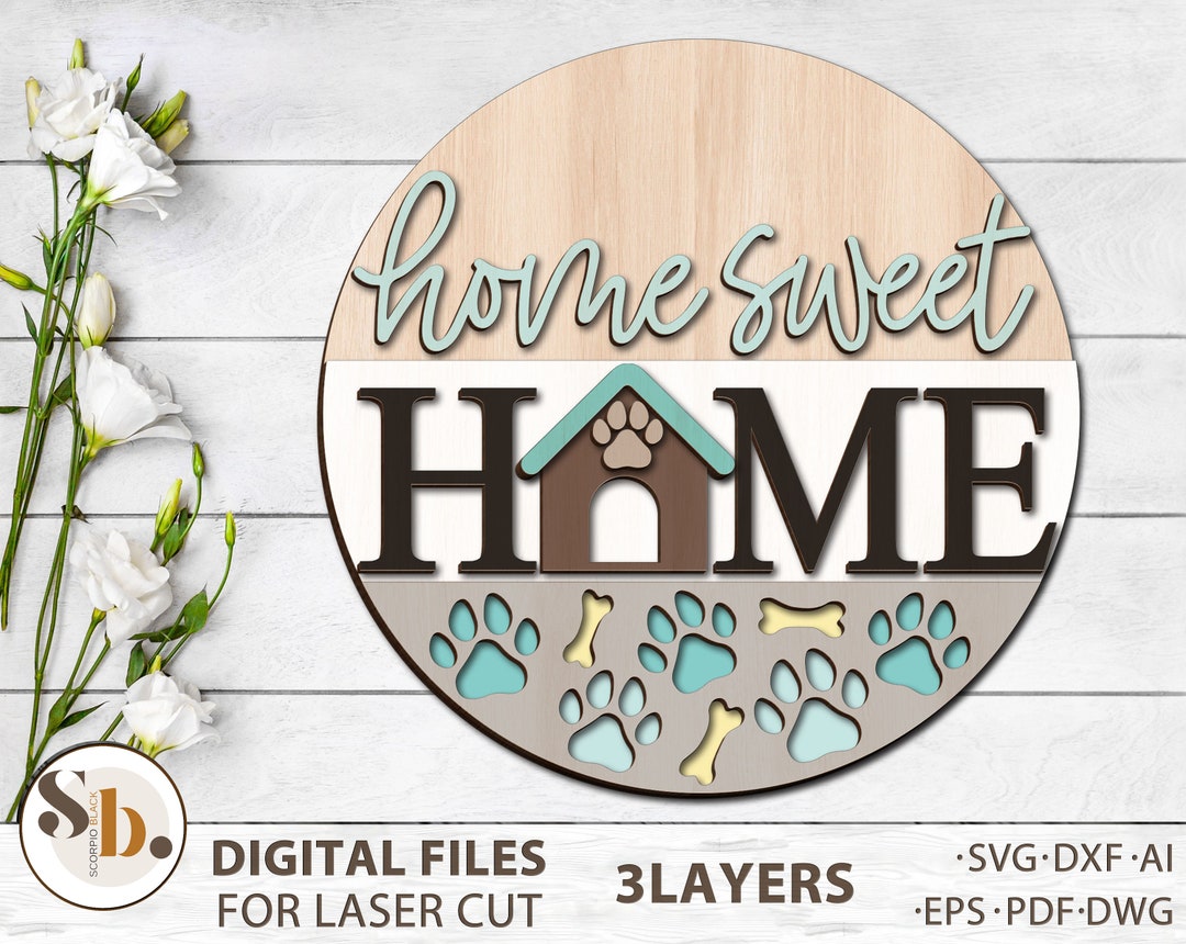 Home Sweet Home Dog House Sign Digital Download Round Door - Etsy