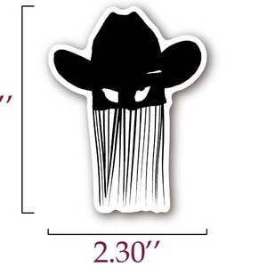 K&ouml;nnte beinhalten: Schwarz-wei&szlig;e Silhouette einer Person mit Cowboyhut und langem Bart. Der Hut hat einen breiten Rand und der Bart ist lang und flie&szlig;end. Das Bild ist 7,6 cm hoch und 5,8 cm breit.