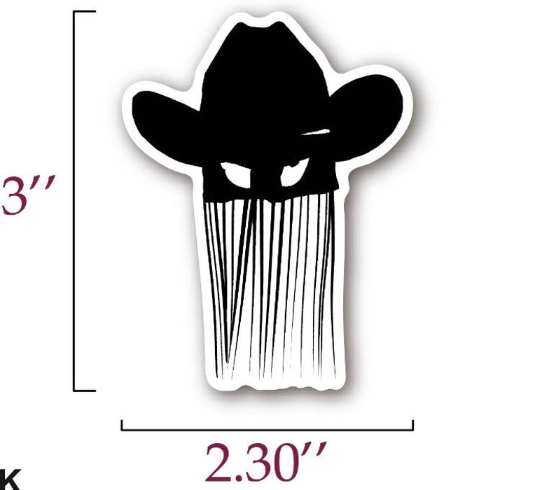 K&ouml;nnte beinhalten: Schwarz-wei&szlig;e Silhouette einer Person mit Cowboyhut und langem Bart. Der Hut hat einen breiten Rand und der Bart ist lang und flie&szlig;end. Das Bild ist 7,6 cm hoch und 5,8 cm breit.