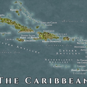 DnD Real Life Karte - Die Karibik (Kuba, Hispaniola,Puerto Rico)