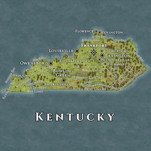 DnD Kentucky Mapa - Vida Real del Estado de EE.UU.