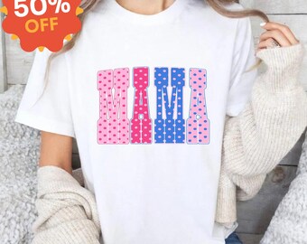 Trendy Mama Shirt, Coquette Neon Girly Tee, Grandmacore Vintage Mama Design, Polka Dots Shirt, Mother’s Day Gift Idea