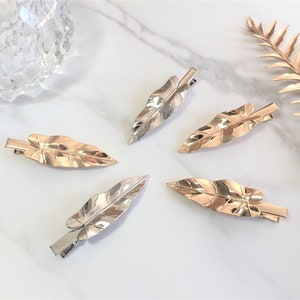 Metal Leaf Hair Clip, Gold Silver Leaf Alligator Hair Clip, Modern Hair Clip, Minimalist Hair Clip, Leaf Hair Accessories, Gift for Her