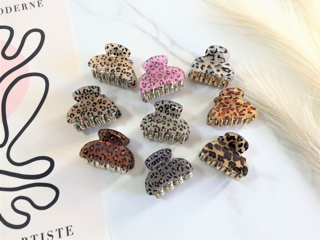 Leopard 1.5 Hair Claw Clip, Small Leopard Print Hair Clip, Cute Hair ...