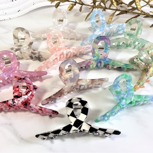 Large Tortoise Shell Twisted Hair Claw, 4.25&quot; Knot Acetate Hair Claw Clip, Multi Color Claw Clip, French Hair Claw, Gift for Her