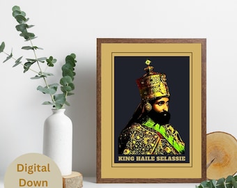 Retrato de Haile Selassie: Impresión de arte mural de reggae (descarga digital)