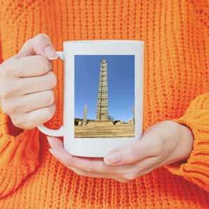 Mug with Obelisk of Axum Picture, Ethiopian Mug, Ethiopian Coffee Mug, Coffee Mug, Handmade Mug, Habesha Mug,Sini(Free Shipping)