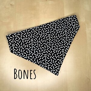 Dog bandana, dog bandana over the collar, custom dog bandana, collar bandana, over the collar bandana, bones bandana