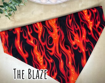 Personalized dog bandana, dog gift, custom dog bandana, fire bandana, collar bandana, over the collar bandana, biker bandana, flame bandana