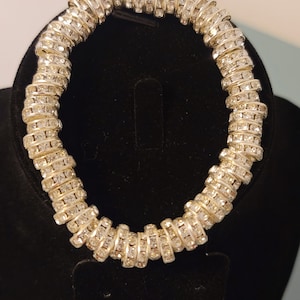 Silver tone cubic zirconia stretchy bracelet