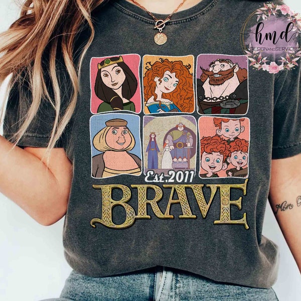 Brave Characters Group Shot Est 2011 Retro Shirt, Disney Merida Princess King Fergus Elinor Tee, Disneyland Family Vacation Holiday Gift