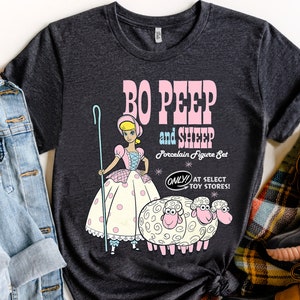 Retro Vintage Disney Pixar Toy Story  Bo Peep and Sheep Advertisement Shirt, Unisex T-shirt Family Birthday Gift Adult Kid Toddler Tee