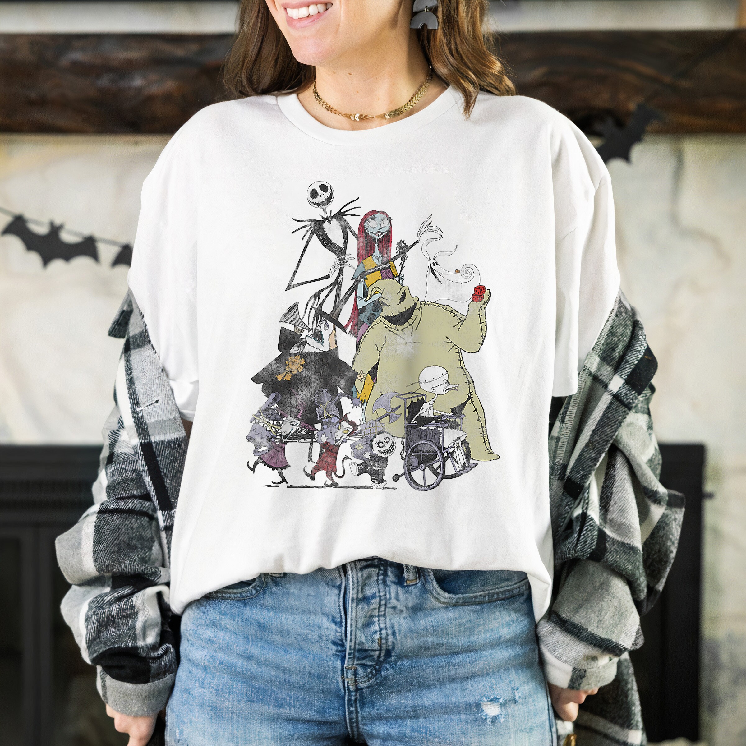 Discover Disney The Nightmare Before Christmas Group Portrait Retro Vintage T-Shirt