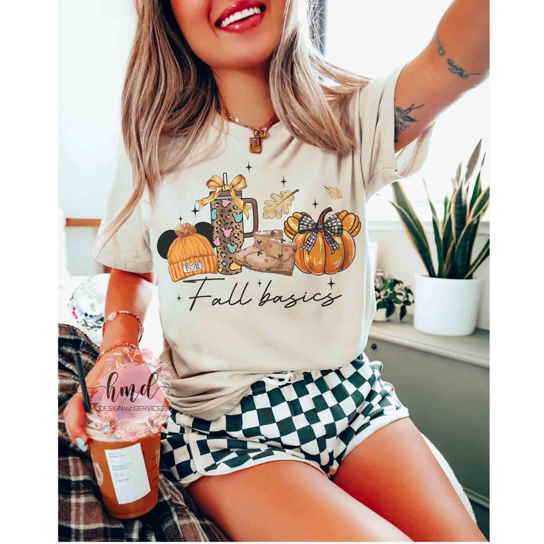 Retro Disney Fall Basics Shirt, Mickey Pumpkin Ghost Falls Vibes Shirt ...