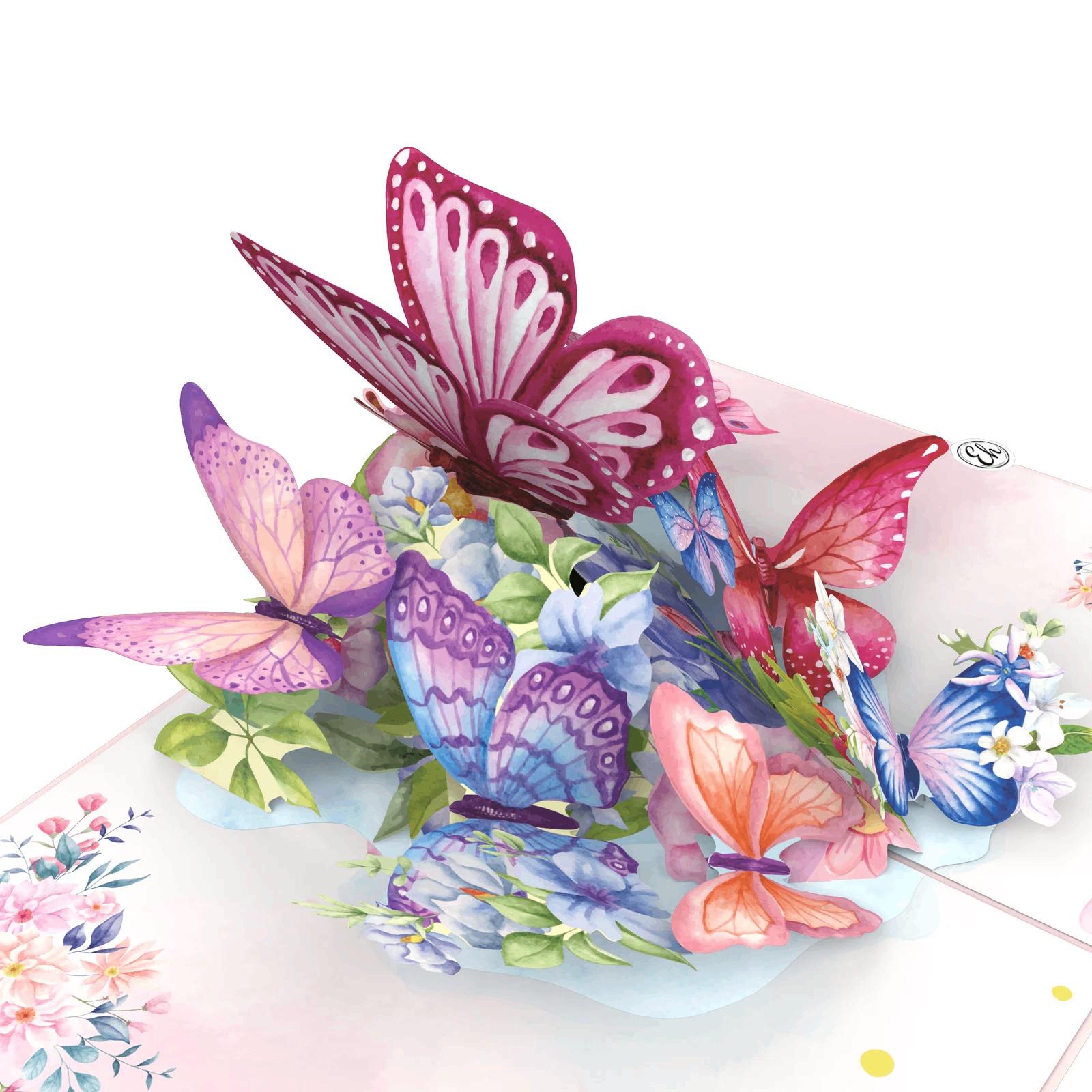 3D Butterfly Flower Pop up Greeting Card, Beautiful Floral Popup Card ...