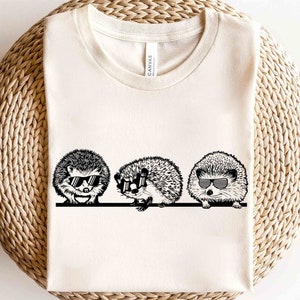 Funny Hedgehog With Glasses Sketch Shirt, Hedgehog Lover Tee, Cute Animals Unisex T-shirt, Meme Trending Family Gift Adult Kid Toddler Tee