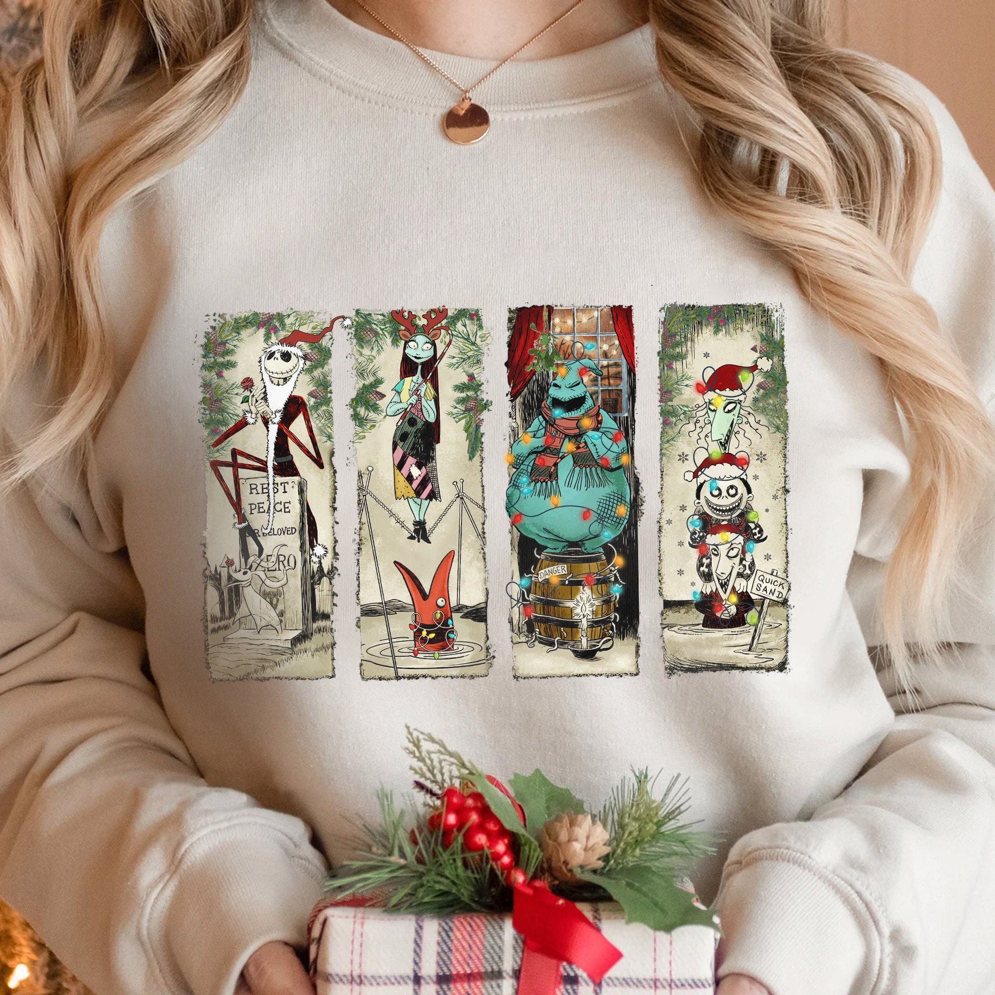 Discover Retro Haunted Mansion The Nightmare Before Christmas Christmas Sweatshirt