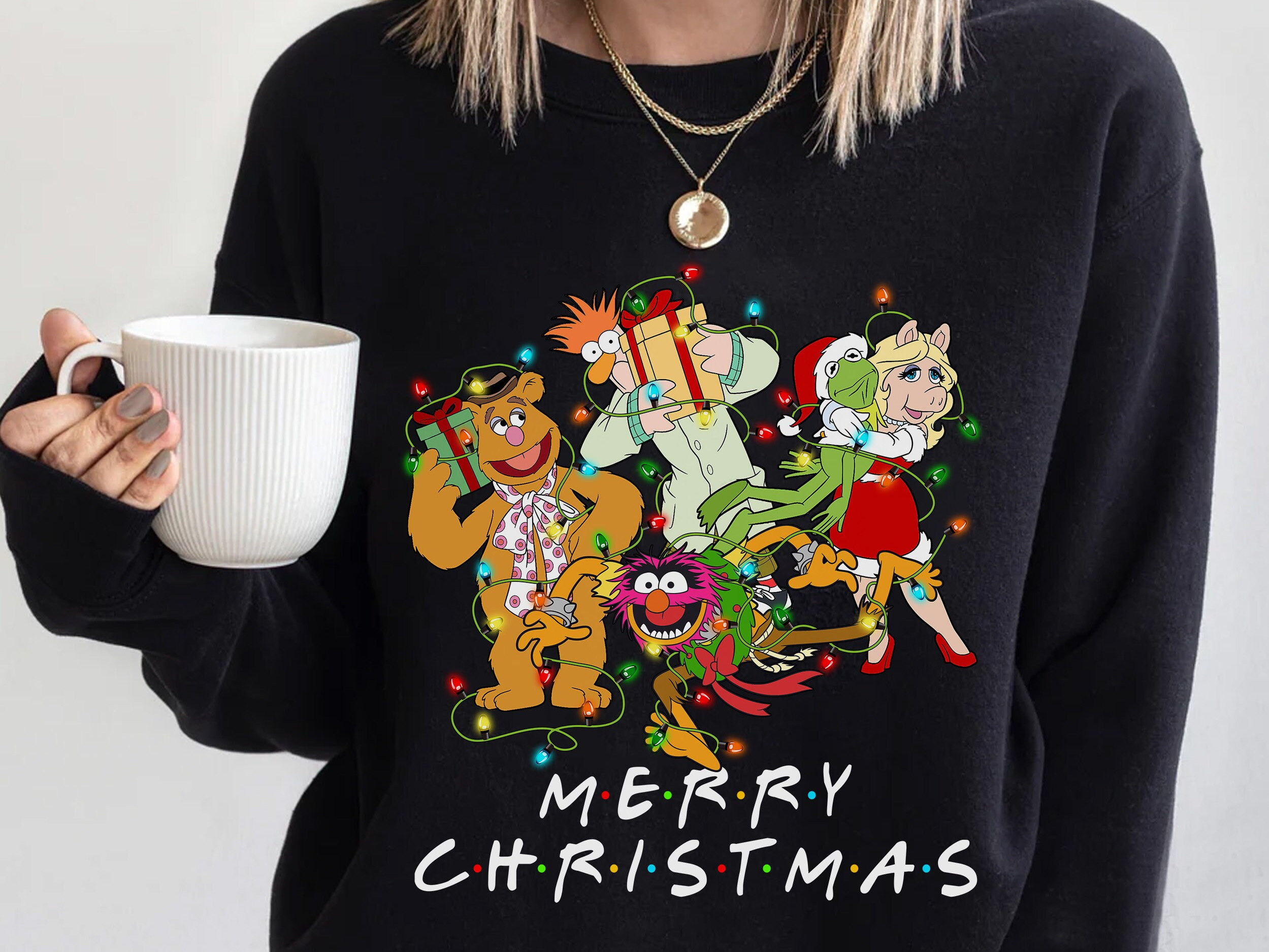 Discover The Muppets Show Santa Characters Group Merry Christmas Lights Sweater