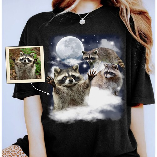 Funny Raccoon With Moon Custom Your Own Photo Unisex T-shirt - Etsy