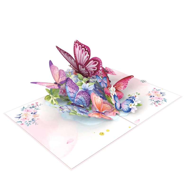 3D Butterfly Flower Pop up Greeting Card, Beautiful Floral Popup Card ...