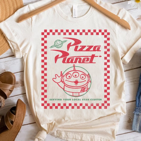 Disney Pixar Toy Story Alien Pizza Planet Box Art Shirt, Disneyland Vacation Unisex T-shirt Family Birthday Gift Adult Kid Toddler Tee