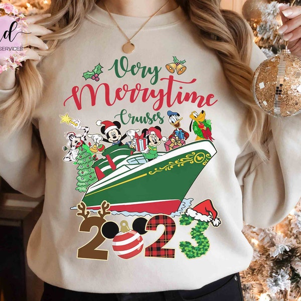 Disney Very Merrytime Cruises Family Christmas 2024 Sweatshirt, Mickey's Very Merry Xmas Party Matching Shirt, Disneyland Vacation Trip Gift