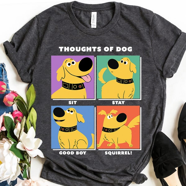 Disney Pixar Up Dug Thoughts Of Dog Expressions Box Up Shirt, Magic Kingdom WDW Unisex T-shirt Family Birthday Gift Adult Kid Toddler Tee