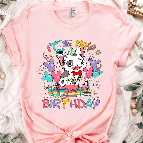 Disney Moana Characters Pua Pig Custom Presents It's My Birthday Shirt, Magic Kingdom Trip Unisex T-shirt Family Gift Adult Kid Toddler Tee