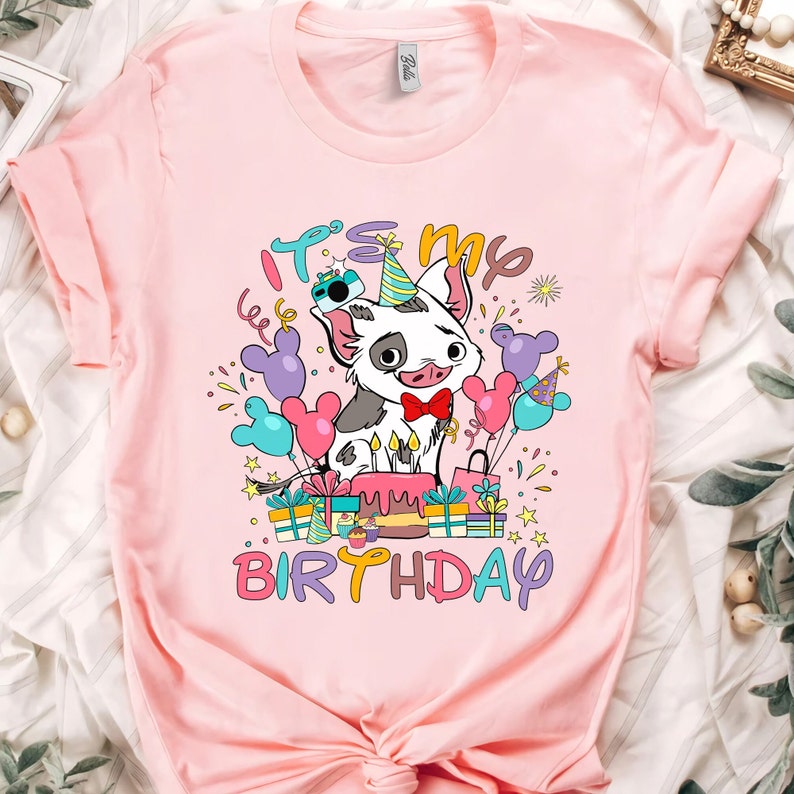 Disney Moana Characters Pua Pig Custom Presents It's My Birthday Shirt, Magic Kingdom Trip Unisex T-shirt Family Gift Adult Kid Toddler Tee image 1