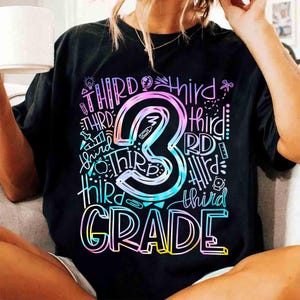 3rd Grade Teacher Shirt, Tie Dye Typography 3rd Grade Shirt, Team 3rd Grade, Third Grade Squad Crew Tribe, Back To School Gift