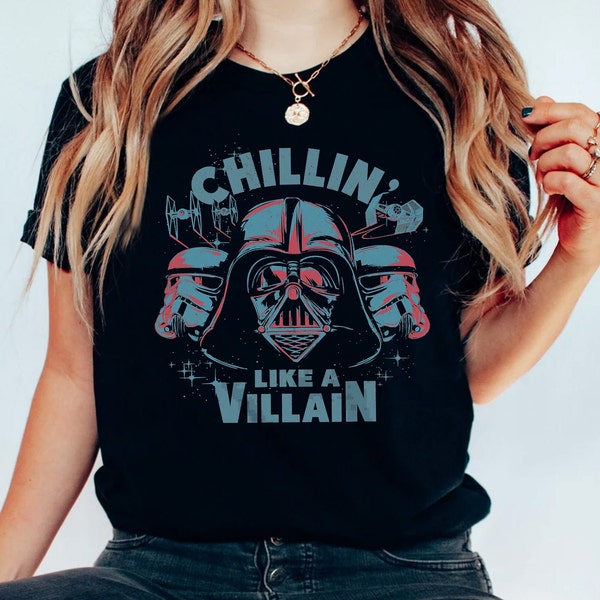 90s Disney Star Wars Darth Vader Chillin Like A Villain Shirt, Galaxy's Edge Trip, Unisex T-shirt Family Birthday Gift Adult Kid Toddler Tee