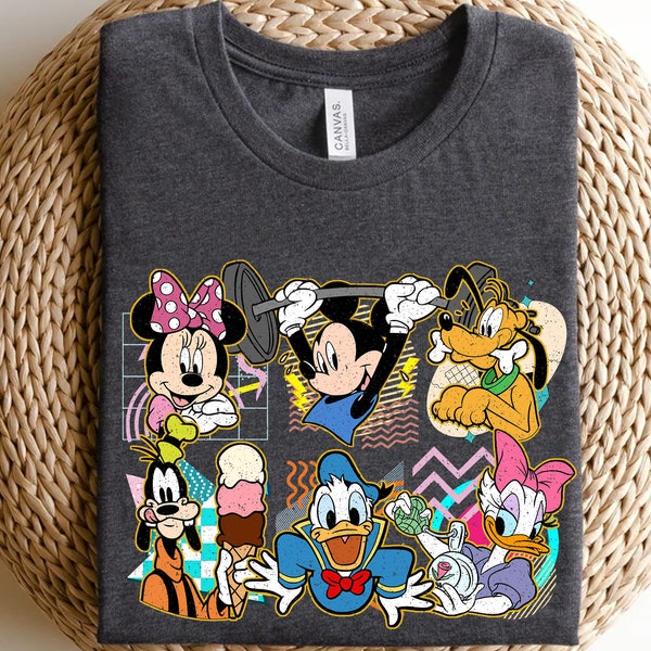 Retro 90s Cute Disney Mickey and Friends Shirt, Minnie, Donald, Unisex T-shirt Family Birthday Gift Adult Kid Toddler Tee Comfort Colors Tee