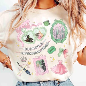 Coquette Bow Wicked Movie Inspired Pink & Green Shirt, Changed For Good Shirt, Wizard Of Oz Shirt, Custom Name Wicked Birthday Girl Gifts