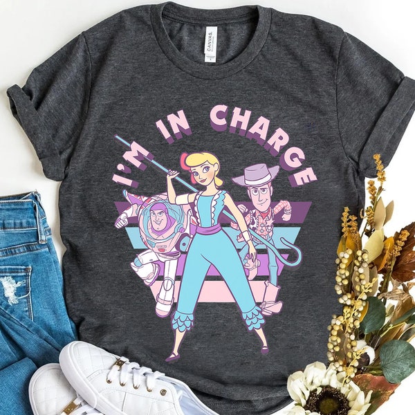 Retro Vintage Disney Pixar Toy Story Bo Peep I'm In Charge Shirt, Unisex T-shirt Family Birthday Gift Adult Kid Toddler Comfort Colors Tee