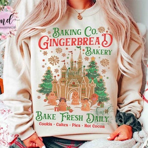 Disney Princess Characters Group Baking Co Gingerbread Bakery Christmas T-shirt, Mickeys Very Merry Xmas Tee, Disneyland Holiday Family Gift