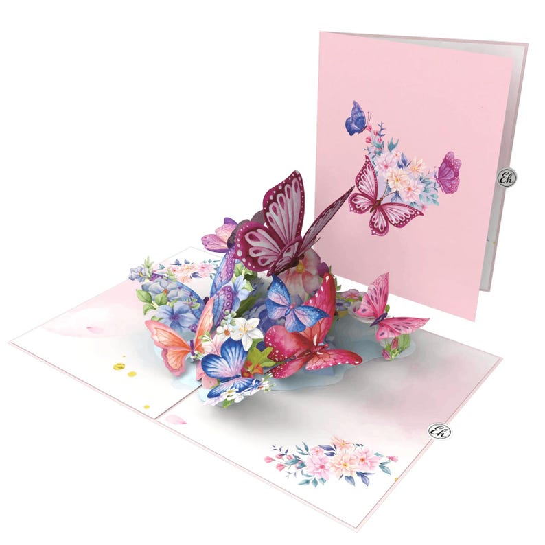 3D Butterfly Flower Pop up Greeting Card, Beautiful Floral Popup Card ...