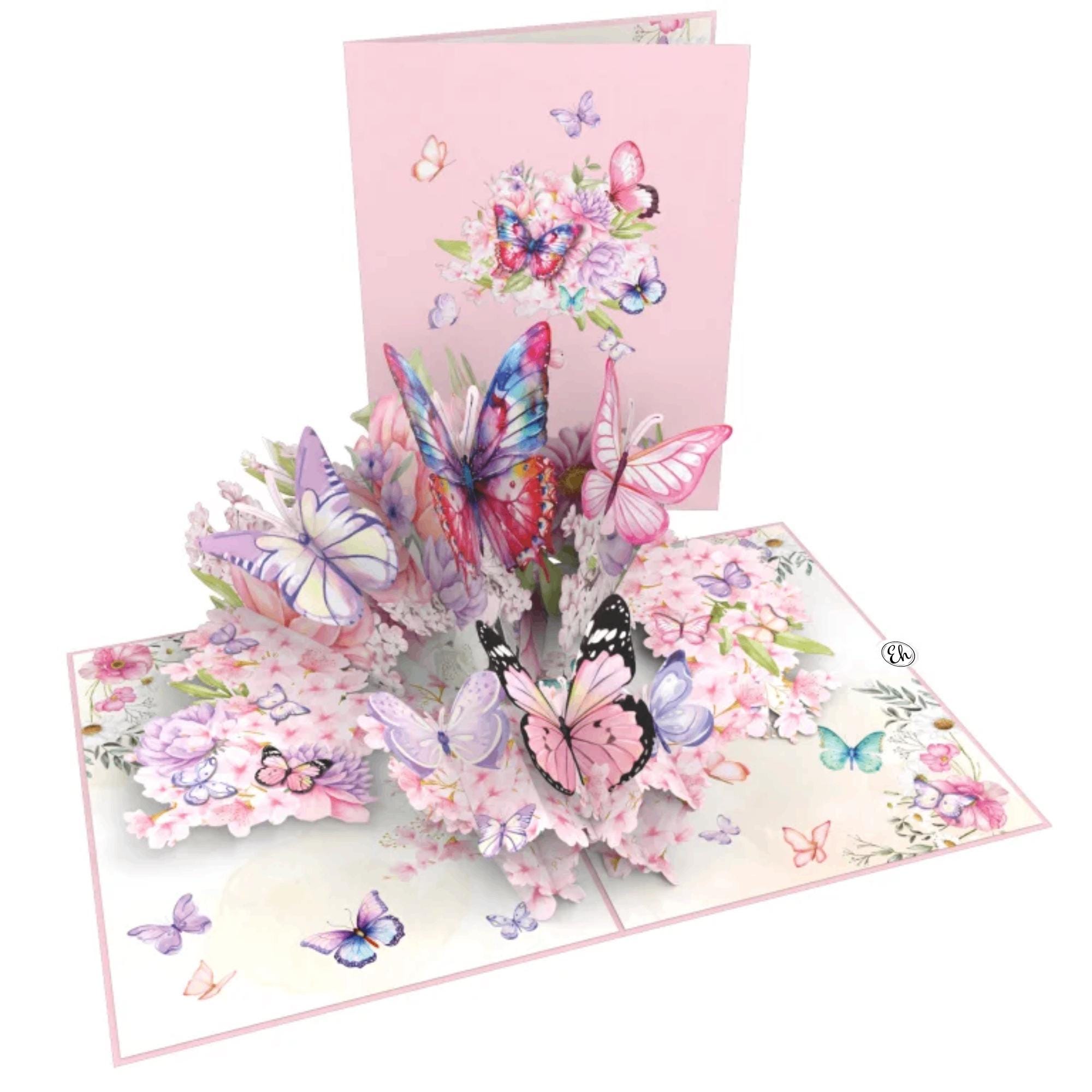3D Butterfly Flower Pop up Greeting Card, Beautiful Floral Popup Card ...