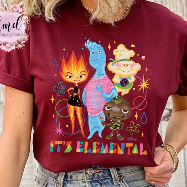 Disney Elemental Characters Group Its Elemental T-Shirt, Cute Ember and Wade Matching Tee, WDW Magic Kingdom Disneyland Family Vacation Gift