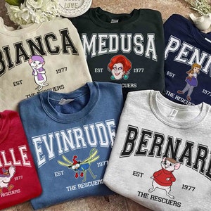 Vintage Disney The Rescuers All Characters Group Custom Retro Shirt, Medusa Bianca Matching Tee, WDW Disneyland Family Vacation Holiday Gift