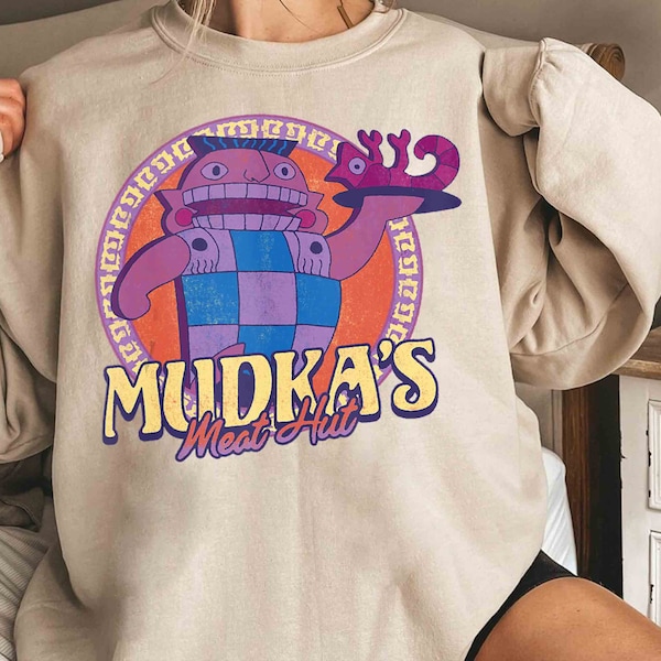 Disney Kaisers New Groove Mudka's Meat Hut Logo Shirt, WDW Magic Kingdom Urlaub Unisex T-shirt Familie Geburtstagsgeschenk Erwachsene Kind Kleinkind Tee
