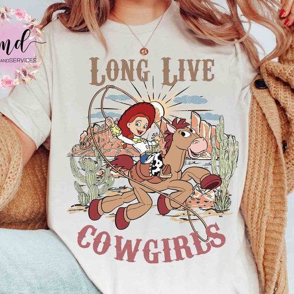 Cute Jessie and Bullseye Long Live Cowgirls Retro T-shirt, Disney Pixar Toy Story Characters Tee, Magic Kingdom Vacation Family Trip Gift