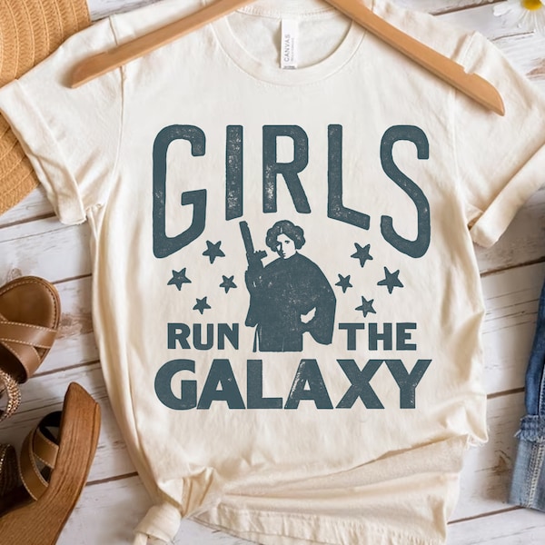 Vintage Star Wars Princess Leia Girls Run The Galaxy Shirt, Unisex T-shirt Family Birthday Gift Adult Kid Toddler Comfort Colors Tee