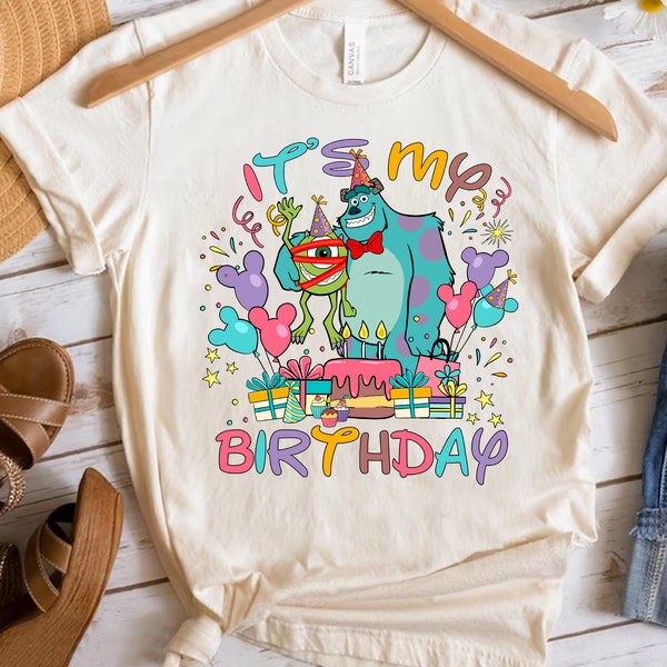 Disney Monsters University Mike and Sulley It's My Birthday Presents Shirt, Magic Kingdom Unisex T-shirt Family Gift Adult Kid Toddler Tee