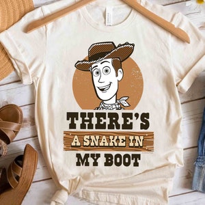 Disney Toy Story Woody Theres A Snake In My Boot Shirt, Magic Kingdom Holiday Unisex T-shirt Family Birthday Gift Adult Kid Toddler Tee