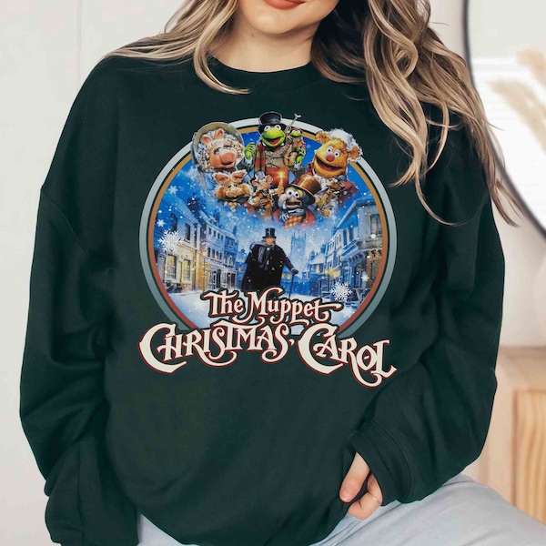 Retro 90s The Muppet Christmas Carol Characters Group T-shirt, Kermit the Frog Gonzo Miss Piggy Xmas Movie Vintage Tee, Magic Kingdom Gift