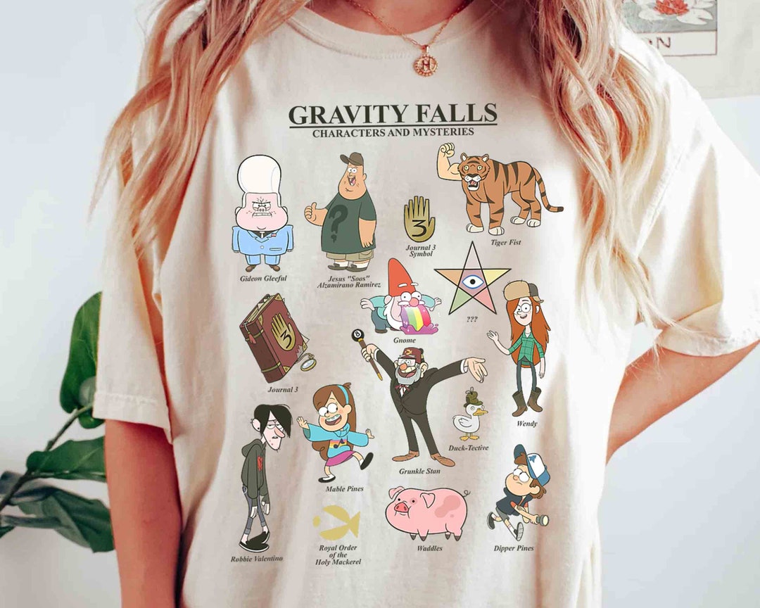 Gravity Falls Character and Mysteries Textbook T-shirt, Disney Dipper ...