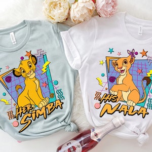 Retro 90s The Lion King Her Simba And His Nala T-shirt, Disney Couples Valentine's Day Matching Tee, Disneyland Vacation WDW Trip Gift