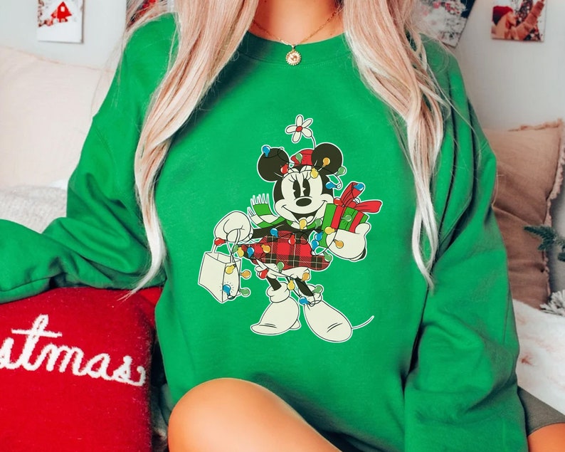 Mickey and Minnie Mouse Christmas Lights Couples Shirt Disney - Etsy